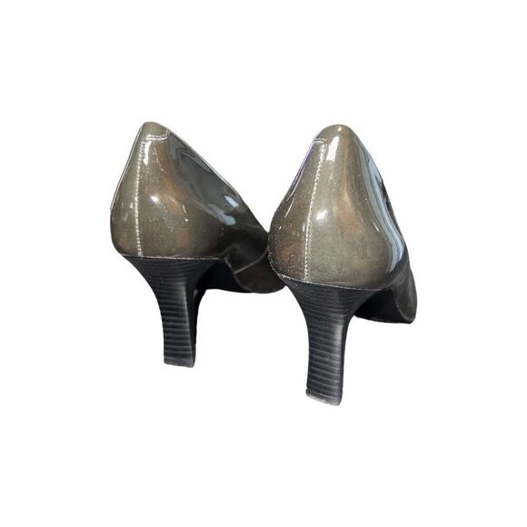 Nine West Green/Black Patterned Leather Square Toe Pump-Iridescence Wmn Sz 10 - Picture 7 of 13